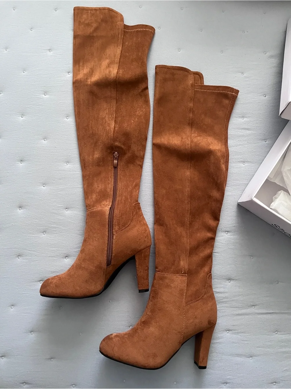 Women’s Over-The-Knee Suede Heeled Boots - Brown